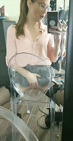 Big Tits in Glass Chair'