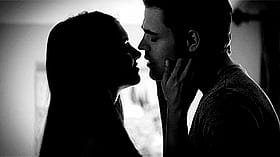 Sexy Girl Kissing Man's Neck'