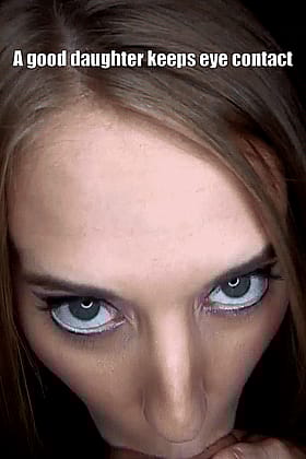 Blowjob from my teen daughter with eye contact'