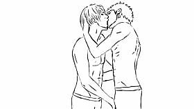 Sexy Cartoon Drawing of Two Guys Kissing'