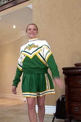 Blonde Cheerleader Flashes Pussy in Public'