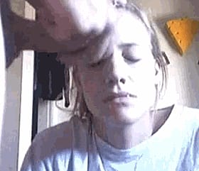 Disgusted Girlfriend Gets Unwanted Cumshot'