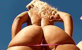 Blonde Pawg Ass: Pink Bikini Thong'