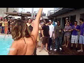Hot Chick Flashing Her Boobs at a Pool Party'