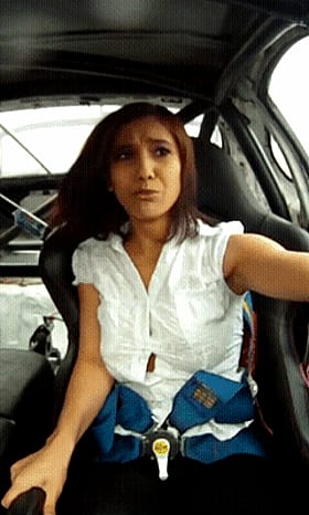 Brunette Babe Flashing Big Tits in Car'