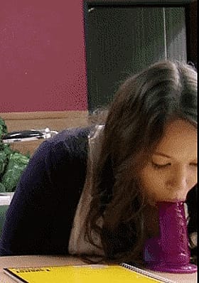 Blowjob Babe Gets Dildoed by Teen'