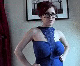 Tessa Fowler's Big Tits: A Sexy GIF of Babes in Blue'