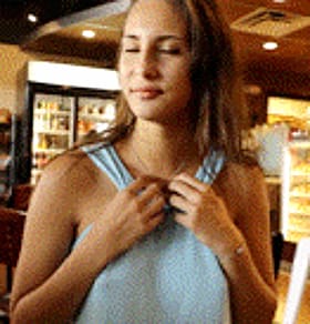Brunette Flashing Teen Tits in Public'