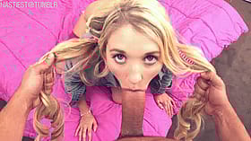 Blonde Babe Giving a Sizzling Blowjob'