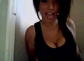 Brunette Babe Giving You A Taste Of Her Titties'