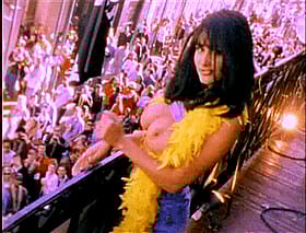 Balcony Latina Flashing Her Boobs'