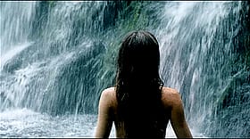 Brunette Celebrity Non-Nude Scene at Waterfall'