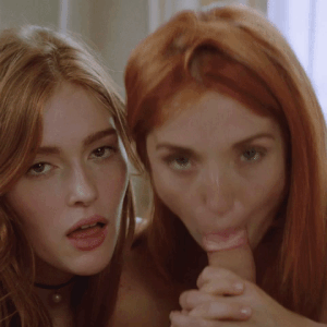 Blowjobs and Bitches: Two Redheads Get Down with a Big Cock picture 1 of 1