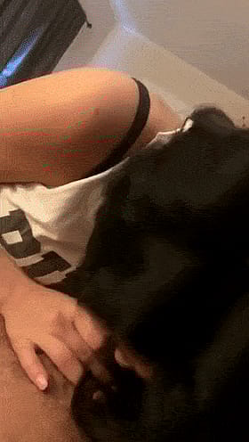 Amateur Brunette Giving Handjob, Cumshots & Blowjob'