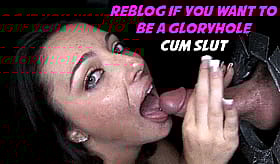 Brunette Cumshots: Gloryhole Sissy Caption'