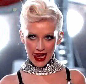 Blonde Celebrity Christina Aguilera's Big Tits and Tongue'