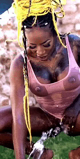 Big Tits Black Beauty Panties Aside: Pussy Exposed'
