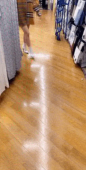 Big Tits Walking on Wood Floor'