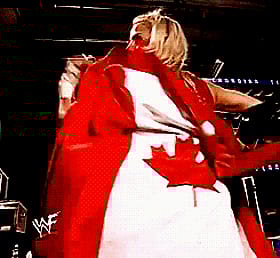 Athletic Babe in a Red and White Canadian Flag Robe'