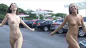 Naked Teen Exhibition in Parking Lot: Playful and Public Nudity'