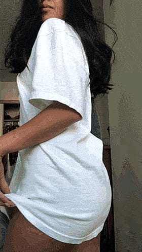 Brunette Ass in White T-shirt'