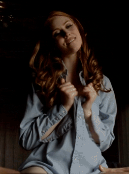Redheaded Babe Flashes Her Non-Nude Body in a Blue Shirt picture 1 of 1