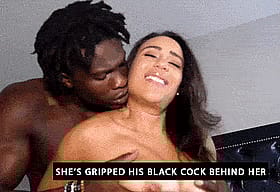 She's Gripped His Black Cock Behind'