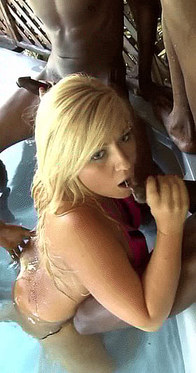 BBC Cumshots: Blonde Babe Gets Handjob in the Pool'