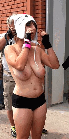 Big Boobs Bouncing in Public Nudity: A Topless Adventure'
