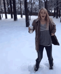 Blonde Teen Flashing Good Morning in Snow picture 1 of 1