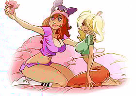 Funny Selfshot: Two Chicks Get Naughty on a Bed'