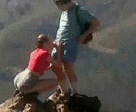 Lucky Guy Gets a Handjob on a Rocky Cliff'