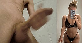 Blonde Babecock Masturbating in the Shower'