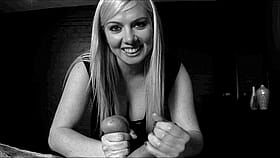 Squeezing balls for a handjob'