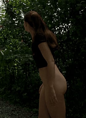 Babes in Black: Bottomless Brunette Babe in the Woods'