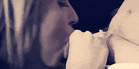 Blonde Babes Giving Old Man a Sensual Blowjob'