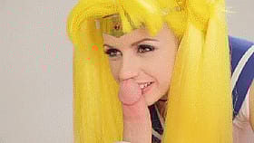 Cosplay Sailor Moon Gets Her Tongue Stuck in a Hard Cock'