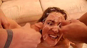Bukkake Babe Gets Smothered in Cream'