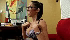 Brunette Masturbating in Glasses'