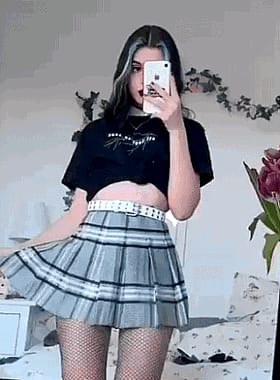 Black Lipstick Babe: Non-Nude Teen in Plaid Skirt'