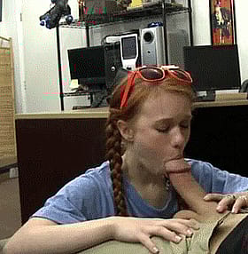 Ginger Teen Gets Blackmailed for a Blowjob at the Pawnshop'
