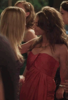 Blonde Babes and Brunette Celebrity: A Red Dress and a Hand on the Shoulder picture 1 of 1