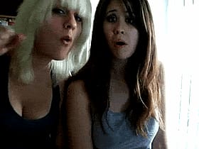 Funny GIF: Two Blonde Chicks Gagging on Each Other's Faces'