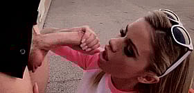 Shy Handjob: A Pink-Shirted Lady Gives a Sneaky Blowjob'