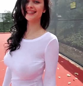 Big Tits Babe Smiling at the Camera'