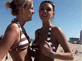 Babes Flashing: Mother-Daughter Teen Fun on the Beach'