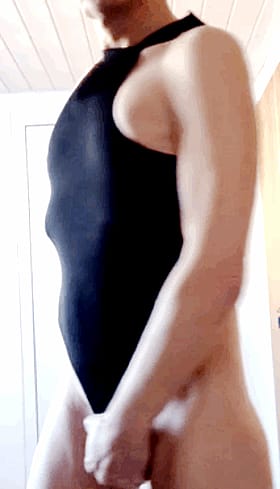 Amateur Lingerie Model in Black Tank Top'