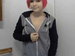 Caroline Mosley Flashes Pink Hair and Tits picture 1 of 1