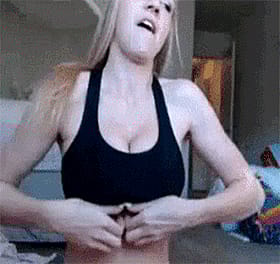Blonde Busty Babe Exposes Her Big Tits'