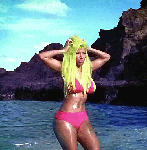 Big Tits Nicki Minaj Shows Off Her Ass in the Ocean picture 1 of 1